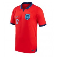 Camiseta Inglaterra Bukayo Saka #17 Segunda Equipación Replica Mundial 2022 mangas cortas